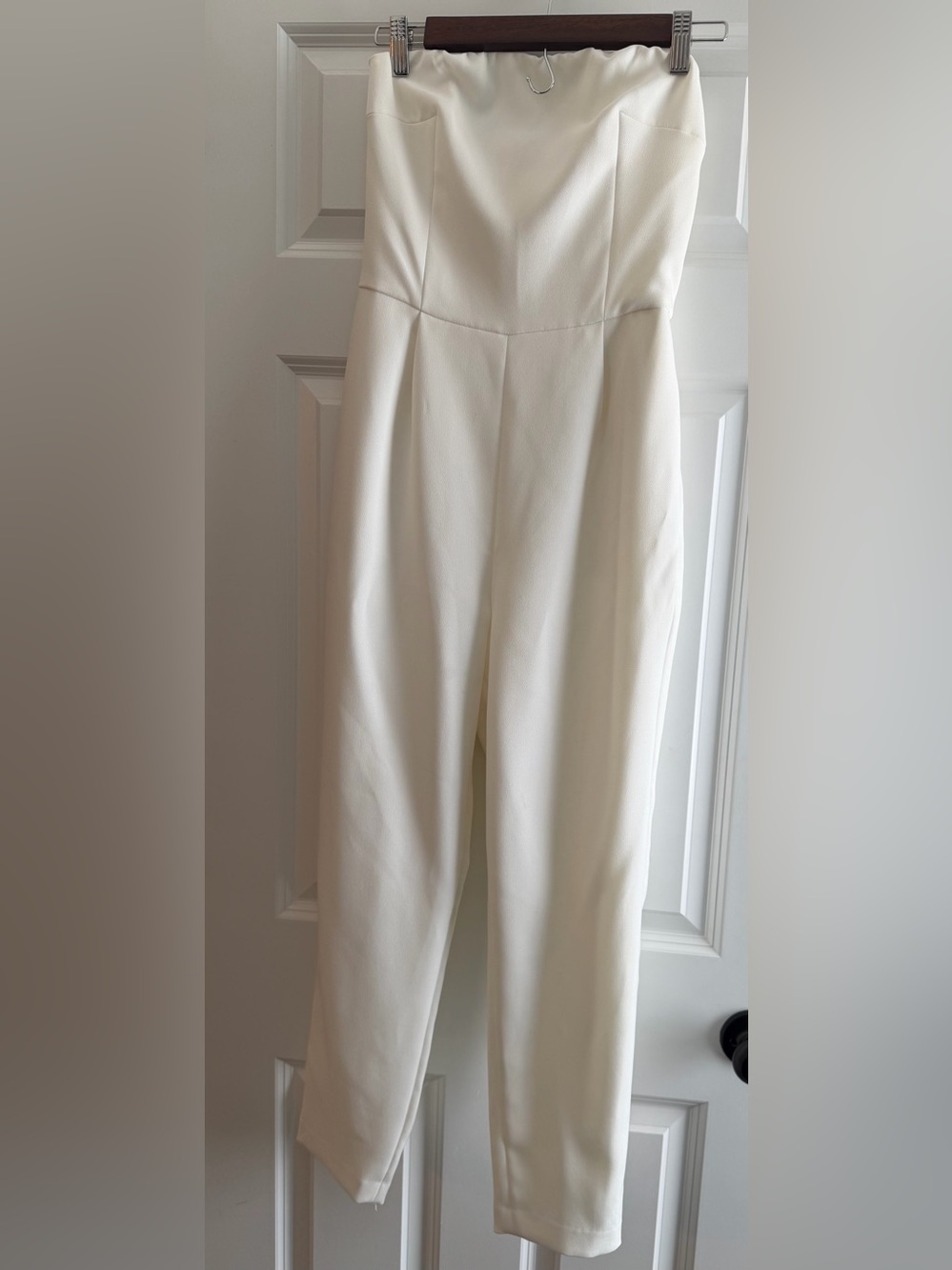 Women's Strapless High-Waist Cream Jumpsuit